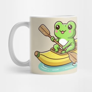 Cute frog on banana kayak Mug